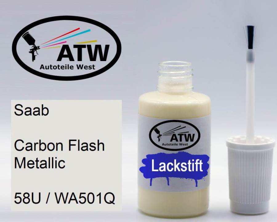 Saab, Carbon Flash Metallic, 58U / WA501Q: 20ml Lackstift, von ATW Autoteile West.